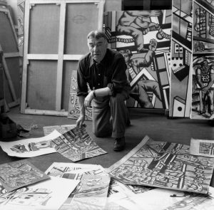Fernand Léger in his studio. Fernand Léger (b/w photo) / Photo © Michel Sima/Bridgeman Images