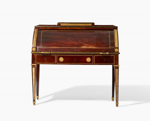 David Roentgen – An important German mahogany roll-front cylinder bureau