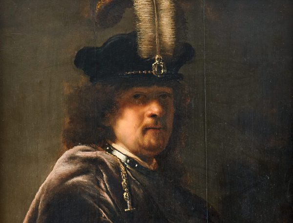 Rembrandt – Half length figure of Rembrandt in a feathered cap