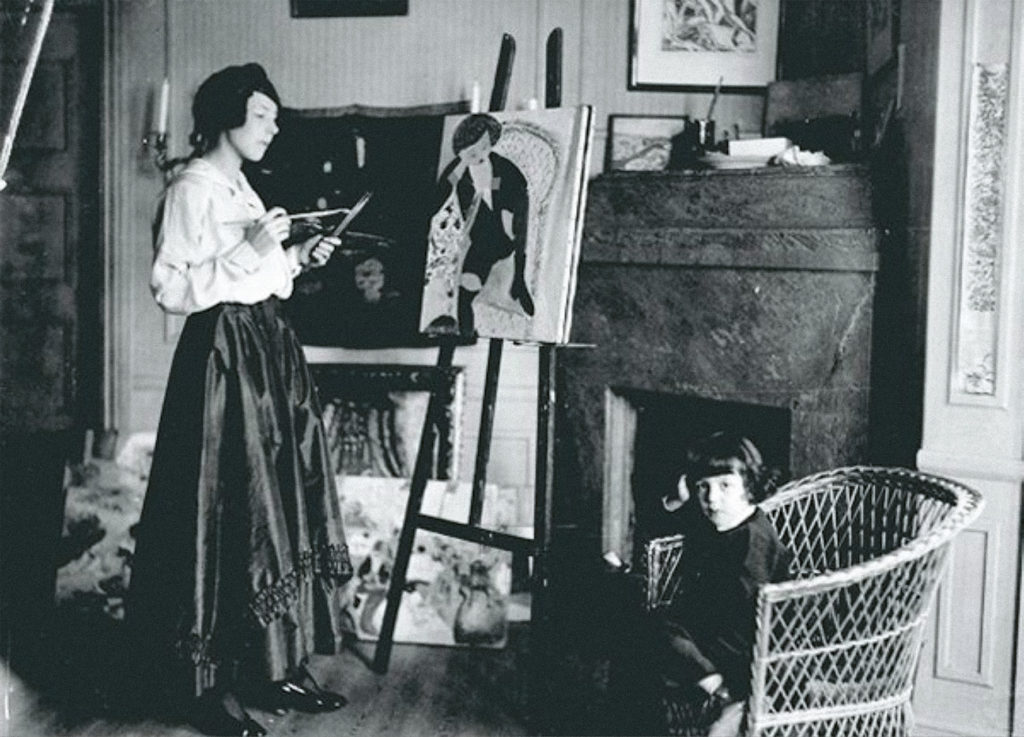 Sigrid Hjertén i ateljén på Katarinavägen 1916.
